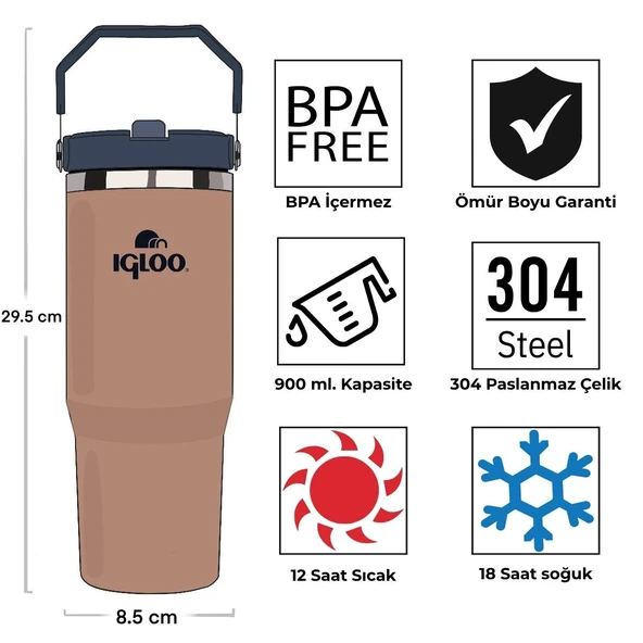 Igloo Powder Termos 900ml-KAHVERENGİ - Resim 4