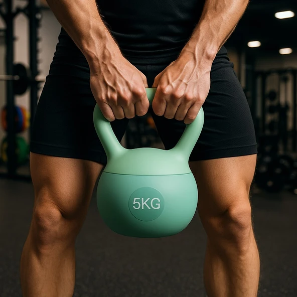 5  KG Soft Kettlebell – Yumuşak Tabanlı Metal Kumlu, Ses Yapmaz Darbeye Dayanıklı Çift El Ağırlık ürün görseli 1