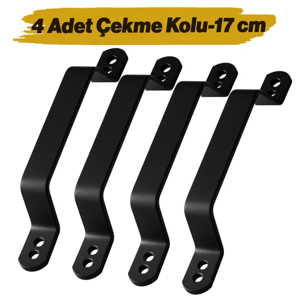 Metal El Tutamagı Çekme Kolu Kapı Tutma Kulbu 17 cm Kulp Kapı Tutamağı Kulpu Mat Siyah Renk (4 Adet) ürün görseli 1