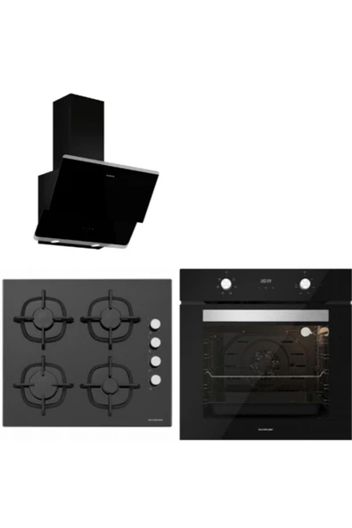 Silverline Siyah Cam Ankastre Set 3490 - CS5343B01 - BO6502B01 ürün görseli 1