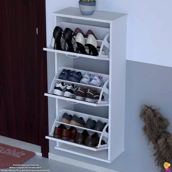 Modilayn VARBİ Asma Kapı Önü 52x 115x 26 cm’ lik 3 Düşer Kapak 6 Göz Bölmeli Ayakkabılık ürün görseli 1