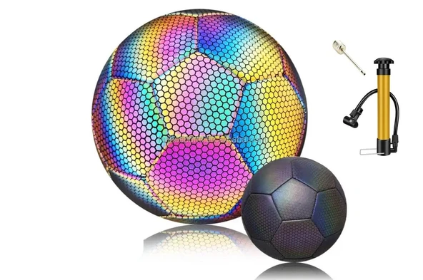 PROFESYONEL FOSFORLU IŞIK YANSITICILI 1. KALİTE 5 NUMARA FUTBOL TOPU POMPA DAHİL ürün görseli 1