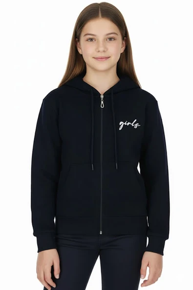 Kız Çocuk Hırka Girls Baskılı Kışlık Şordonlu ürün görseli 1