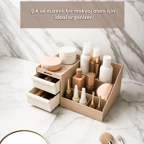 Porsima 5305 Çok Amaçlı Organizer 2 Çekmeceli Kozmetik Parfüm Krem Takı Makyaj Düzenleyici Kapicino ürün görseli 1
