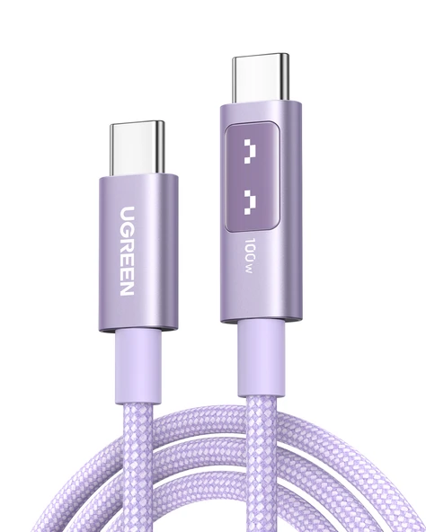 UGREEN Uno USB-C 100W 5A QC PD Örgülü Hızlı Şarj Kablosu, 1 Metre, Mor, 65092 ürün görseli 1