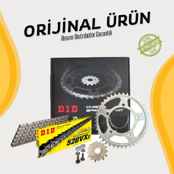 Dıd Cfmoto 650nk Zincir Dişli Seti (2022-2024) X-Ringli Zincir (Çelik Renk) ürün görseli 1