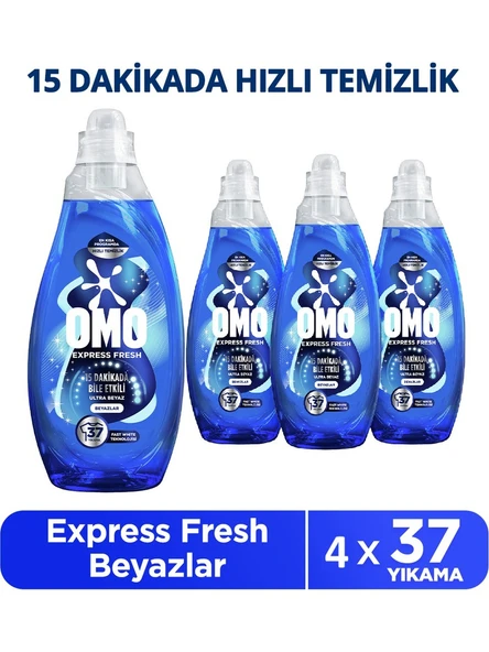 Omo Express Fresh Ultra Beyaz Sıvı Çamaşır Deterjanı 1480 Ml x 4 Adet ürün görseli 1