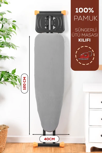 Porsima Isıya Dayanıklı 100% Pamuk Süngerli Ütü Masası Kılıfı - Buharlı Ütüleme Uyumlu 120x40cm ürün görseli 1