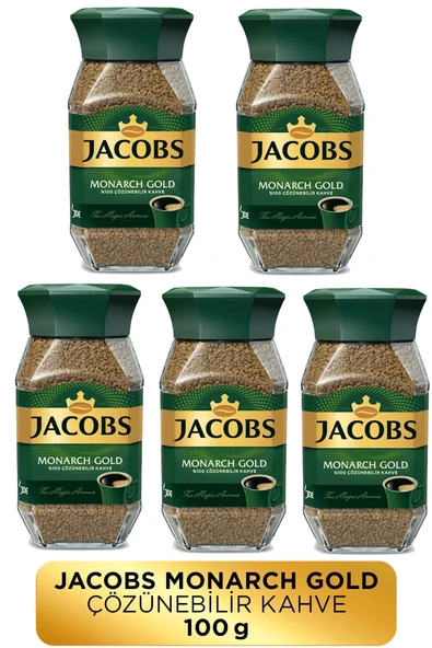 Jacobs Monarch Gold Cam Kavanoz Granül Kahve 100 gr X 5 Adet ürün görseli 1