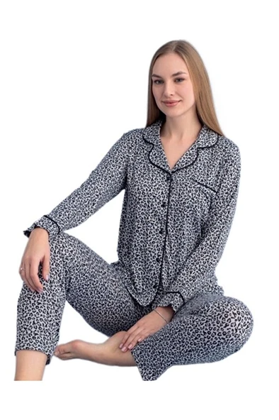 Bianca Notte Leopar Kadın Pijama Takımı Yumuşak Dokulu S/2XL ürün görseli 1