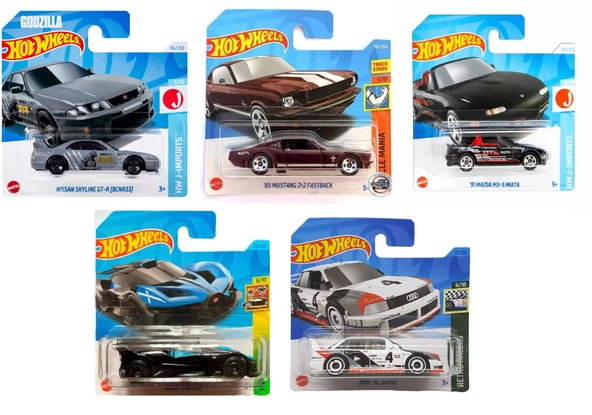 Hot Wheels 5 Adet Lisanslı Model Karışık Arabalar (Nissan Mazda Tesla Ford Dodge vb) Karışık Gönderilir ürün görseli 1