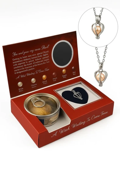 Özel Hediye İstiridye İçinde Gerçek İnci Kolye Seti ürün görseli 1
