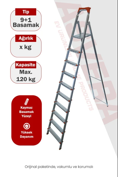 Asvera 9+1 (10 Basamaklı) Katlanabilir Profil Merdiven - Çelik Çatı ve Endüstriyel Merdiven ürün görseli 1