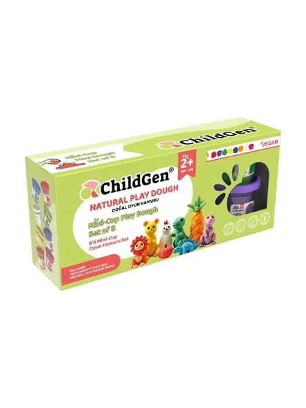 ChildGen Doğal Oyun Hamuru - Mini-Cup- 8'li Set (8x65gr) ürün görseli 1
