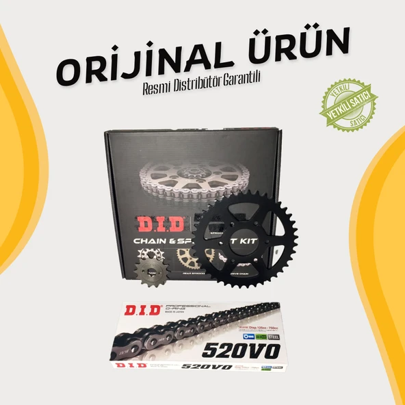 Dıd Bajaj Pulsar Rs 200 Zincir Dişli Seti (2015-2025) O-Ringli Zincir (Çelik Renk) ürün görseli 1