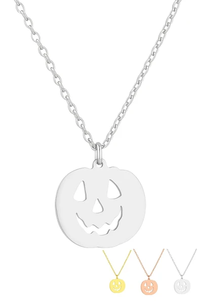 Yeni Yıl Halloween Bal Kabağı 925 Ayar Gümüş Kolye ürün görseli 1
