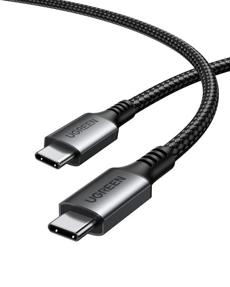 UGREEN USB-C 60W 3A QC PD Örgülü Hızlı Şarj Kablosu, 1 Metre, Siyah, 15373 ürün görseli 1