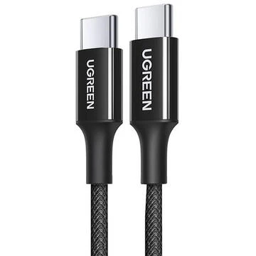 UGREEN USB-C 100W 5A QC PD Örgülü Hızlı Şarj Kablosu, 1 Metre, Siyah, 65249 ürün görseli 1