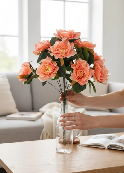 Yapay Çiçek Yavruağzı 10lu Gül Demeti 40*30cm ürün görseli 1
