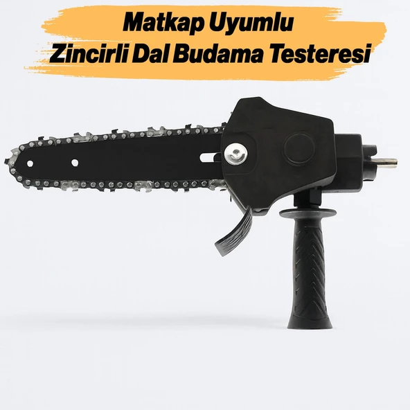 Matkap Uyumlu Zincirli Dal Budama Testeresi Ahşap Sunta MDF Kesme Aparatı Tutma Kollu Zincir Dahil ürün görseli 1
