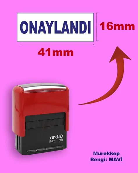 Onaylandı Kaşesi, 911 (41mmx16mm) Mavi Keçeli Otomatik Kaşe ürün görseli 1