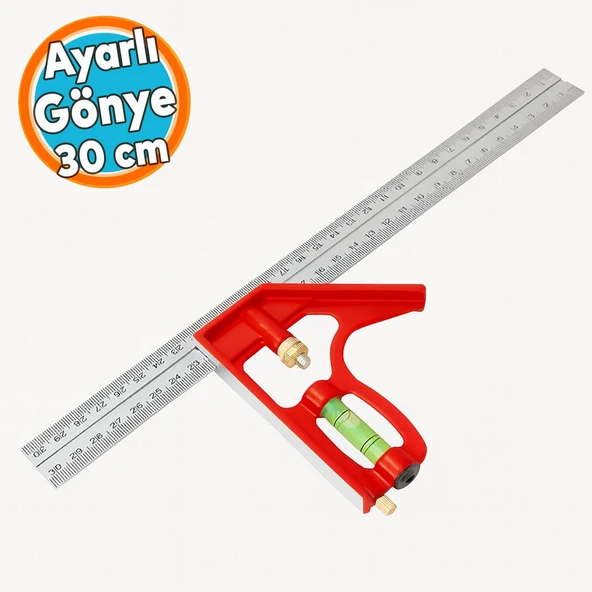 Ayarlı Alüminyum Marangoz Gönye Metal Gövde Açılı Ölçüm Cetveli İnşaat Hassas Gönye 300 mm 30 cm ürün görseli 1