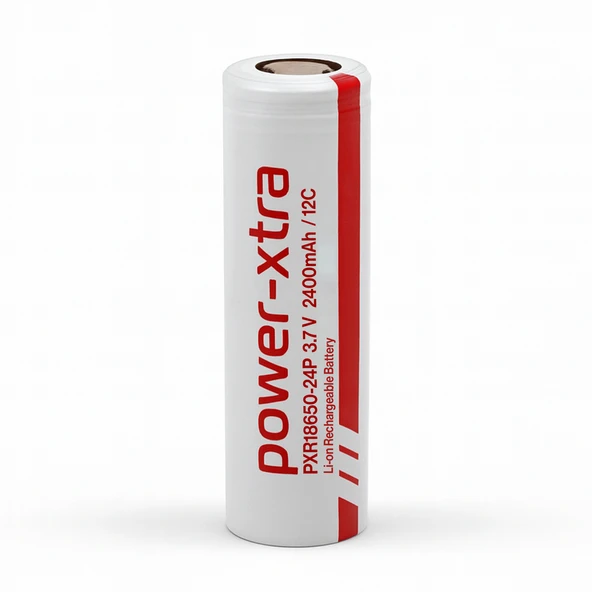 Kırmızı Gri Şarjlı Batarya Pil 3.6V 2400mAh Li-Ion Uzun Ömürlü Yüksek Kapasite Şarj Edilir PX18650 ürün görseli 1