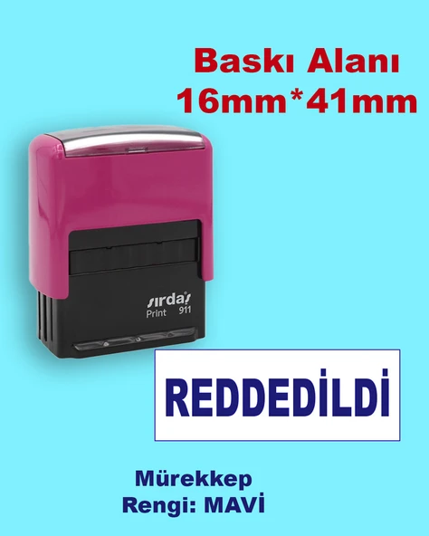 Reddedildi Kaşesi, 911 (41mmx16mm) Mavi Keçeli Otomatik Kaşe ürün görseli 1