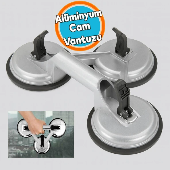 Alüminyum Vakumlu 3'lü Cam Vantuzu Cam Fayans Ahşap Metal Taşıma Kaporta Göçük Düzeltme Aparatı Üçlü ürün görseli 1