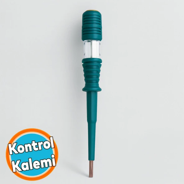 Profesyonel Elektrik Kontrol Kalemi Düz Uçlu İzoleli Tornavida Priz Faz Voltaj Tornavidası 190 mm ürün görseli 1