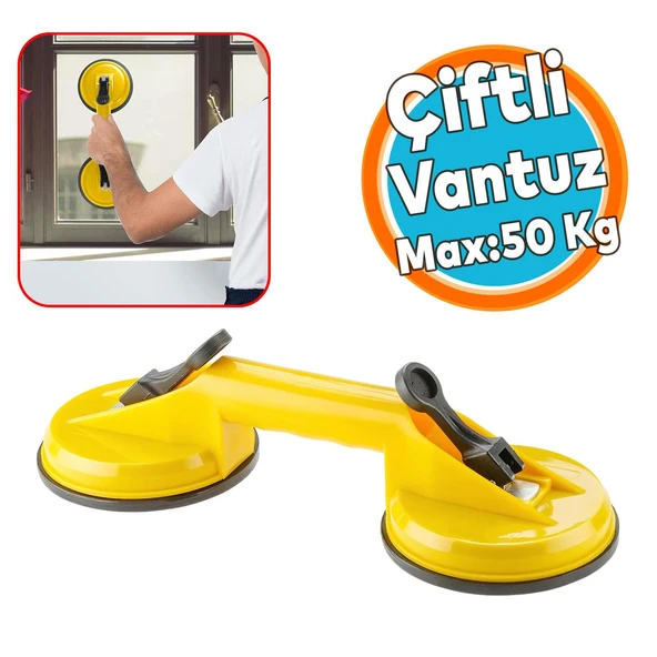 Çiftli Vantuz 2'li Plastik Cam Vakumlu Fayans Ahşap Tutucu Taşıma Araba Kaporta Göcük Çektirme ürün görseli 1
