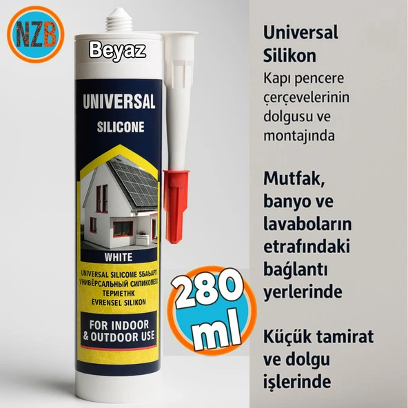 Universal Silikon  Genel Amaçlı 280 ml İç Dış Mekan Kapı Pencere Uygun Su Geçirmez Sızdırmazlık Beyaz ürün görseli 1