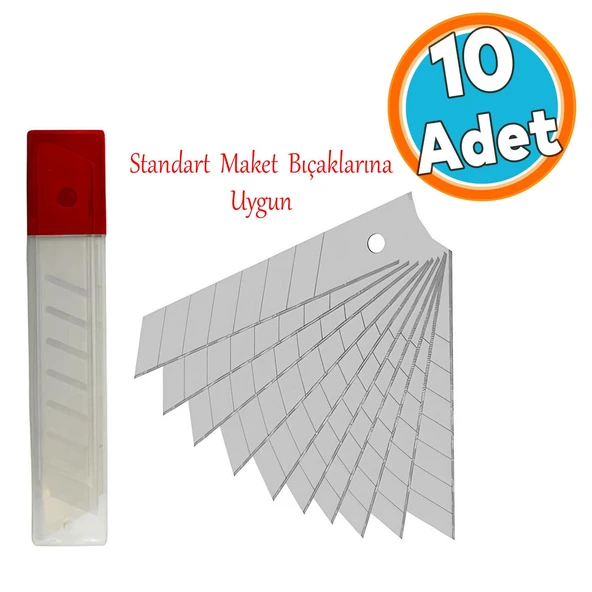 Maket Bıçağı Yedeği Ucu Kalınlık 0.50 mm En: 1.8 cm Uzunluk: 10 cm Kırılabilir Yedek Uç 10 Adet ürün görseli 1
