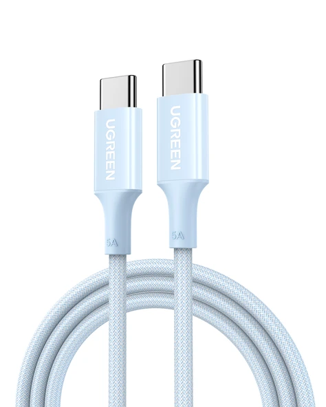 UGREEN USB-C 100W 5A QC PD Örgülü Hızlı Şarj Kablosu, 1 Metre, Mavi, 65253 ürün görseli 1