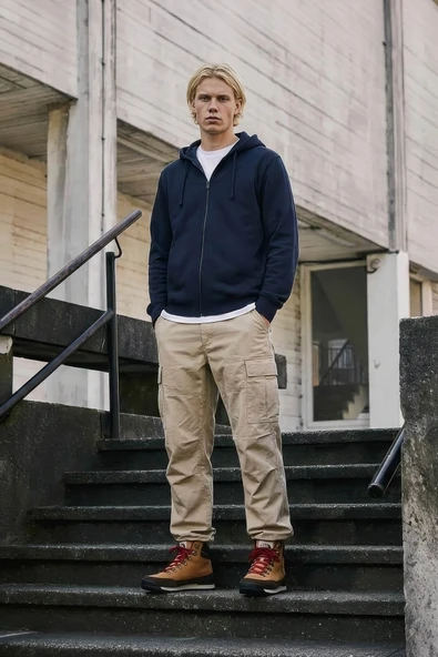 Erkek Fermuarlı Kapüşonlu İçi Polarlı Lacivert Sweatshirt ürün görseli 1