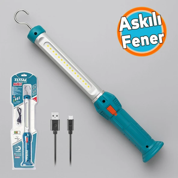 Şarjlı Askılı Mıknatıslı Led Lamba Çalışma Işığı 300 Lümen 3.5W Usb Şarjlı Lion Pil ürün görseli 1