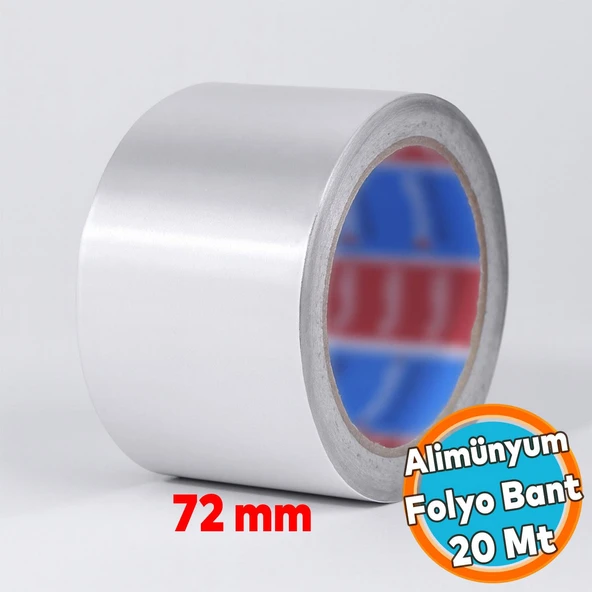 Alüminyum Folyo Bant Yapışkanlı 72 mm x 20 Metre Yanmaz Soba Borusu Bandı ürün görseli 1