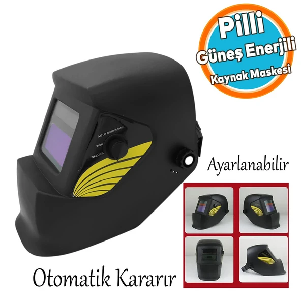 Otomatik Kararan Güneş Enerjili Pilli Baş Maskesi Siperlik Kartuşlu Kaynak Gözlüğü Ayarlanabilir ürün görseli 1