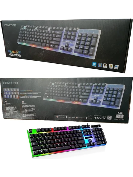 CONCORD Q Gaming Oyuncu Türkçe Klavye Işıklı Concord C-59 ürün görseli 1