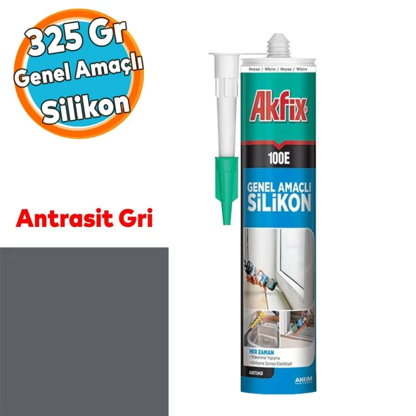 Genel Amaçlı Akrilik Mastik Silikon 325 GR Kapı Pencere Pvc Montaj Yalıtım Yapışma Antrasit Gri ürün görseli 1