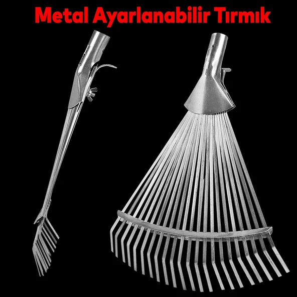 Ayarlanabilir Bahçe Tarla Tırmık Çim Peyzaj Yaprak Ot Saman Temizleme Toplama Tırmığı Metal 1 Adet ürün görseli 1