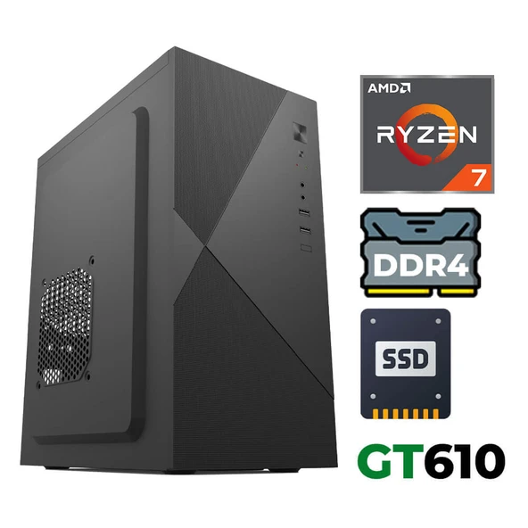 Xaser Xsr1217 Ryzen 7 5700X 8GB Ram 256GB SSD 2GB GT610 Ultra Performanslı Ofis Bilgisayarı ürün görseli 1
