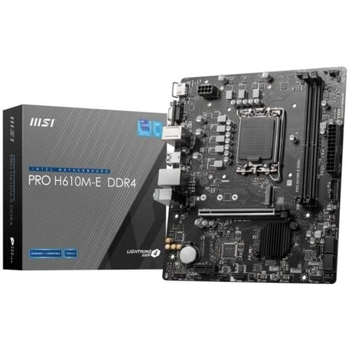 MSI PRO H610M-E DDR4 SOKET 1700 3200 OC HDMI VGA M.2 USB3.2 1x 1G LAN mATX ürün görseli 1