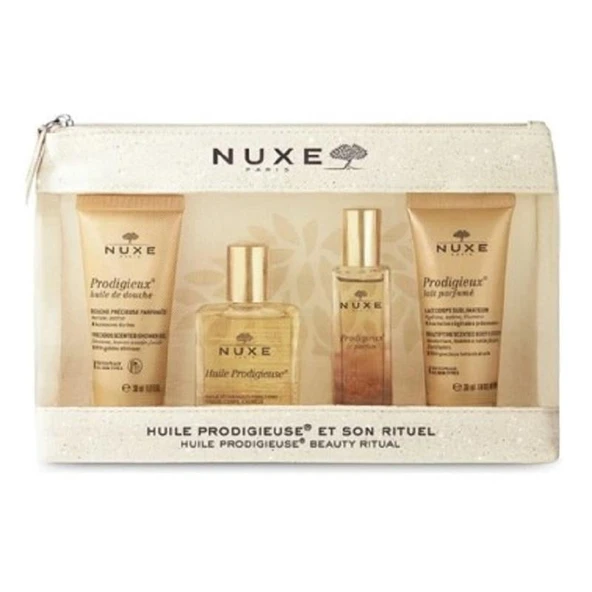 Nuxe Huile Prodigieuse Beauty Ritual Seyahat Kiti - Duş Yağı + Kuru Yağ + Parfüm + Vücut Sütü ürün görseli 1
