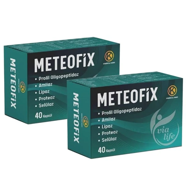 Meteofix Propil Oligopeptidaz, Amilaz, Lipaz, Proteaj, Selülaz, Bromelain, Zencefil Sindirim Enzimler 40 Kapsül - 2'li ürün görseli 1