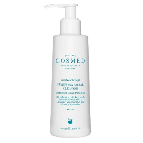 Cosmed Complete Benefit Purifying Facial Cleanser - Yağlı ve Akne Eğilimli Ciltlere Özel Arındırıcı Yüz Temizleme Jeli PH5.5 200 ml ürün görseli 1