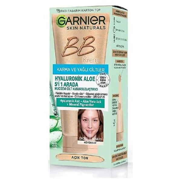 Garnier Hyaluronik Aloe BB Krem Oil Free 50 ml - Açık Ton ürün görseli 1