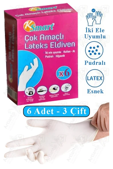 Lateks Tek Kullanımlık Pudralı Eldiven 1 Paket Doktor Eldiveni Muayene Eldiveni Beyaz M Beden Çok Amaçlı Gıda Temizlik ürün görseli 1