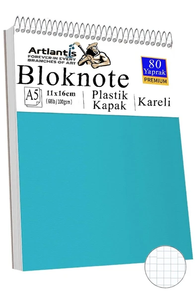 Telli Masaüstü Not Defteri Kareli A5 Orta Boy 1 Adet Masa Üstü Plastik Kapaklı Spiralli Bloknot Blocknote 80 Yaprak Büro ürün görseli 1
