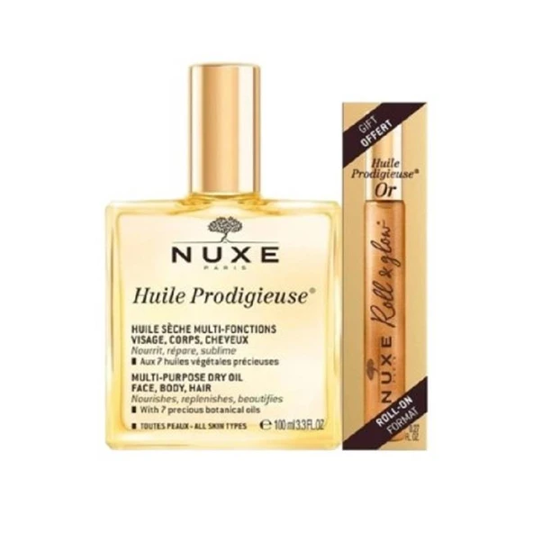 Nuxe Huile Prodigieuse Çok Amaçlı Kuru Yağ 100 ml + Nuxe Huile Prodigieuse Or 8 ml ürün görseli 1